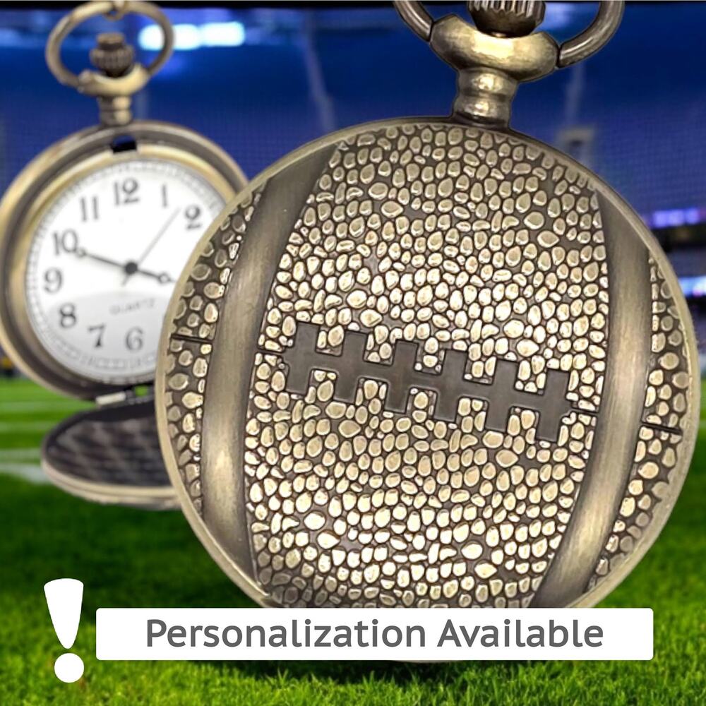 Football Pocket Watch - Sports Gift for Players, Fans Coaches Prize Trophy Award
